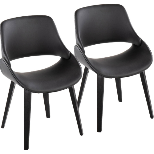 Fabrico Dining Accent Chair in Black Wood & Black Leatherette (Set of 2)